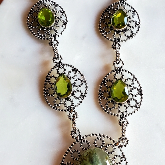 New Moss Agate & Peridot Silver Necklace. - Picture 13 of 16